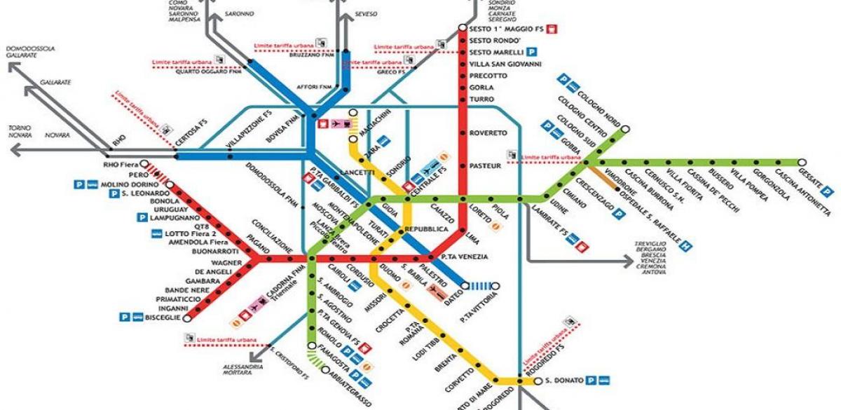 karta podzemne željeznice Milana