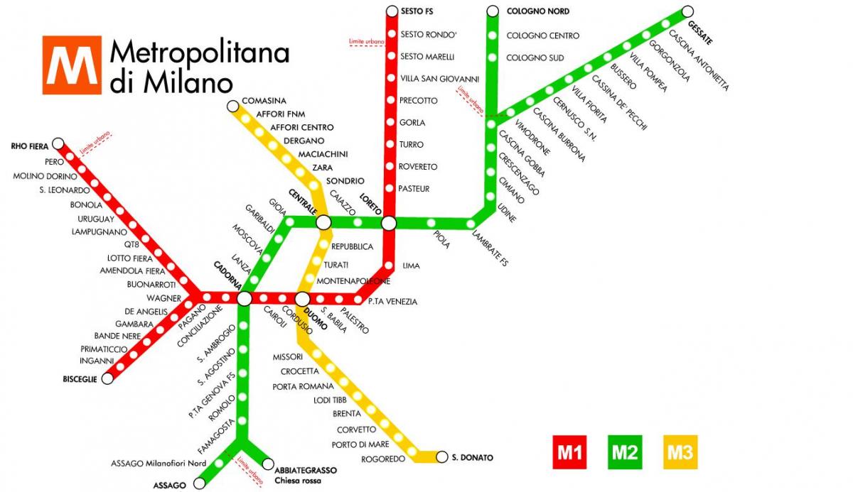 karta podzemne željeznice Milana