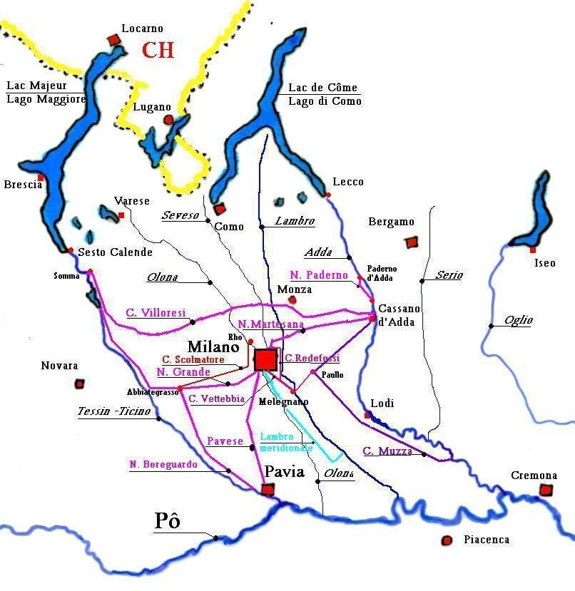 karta Milana Navigli područje