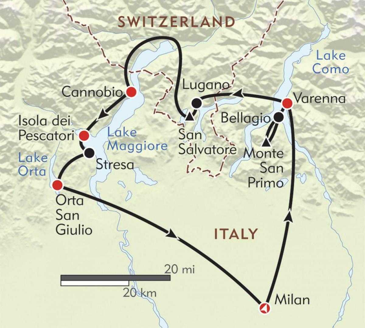 karta Milana jezera