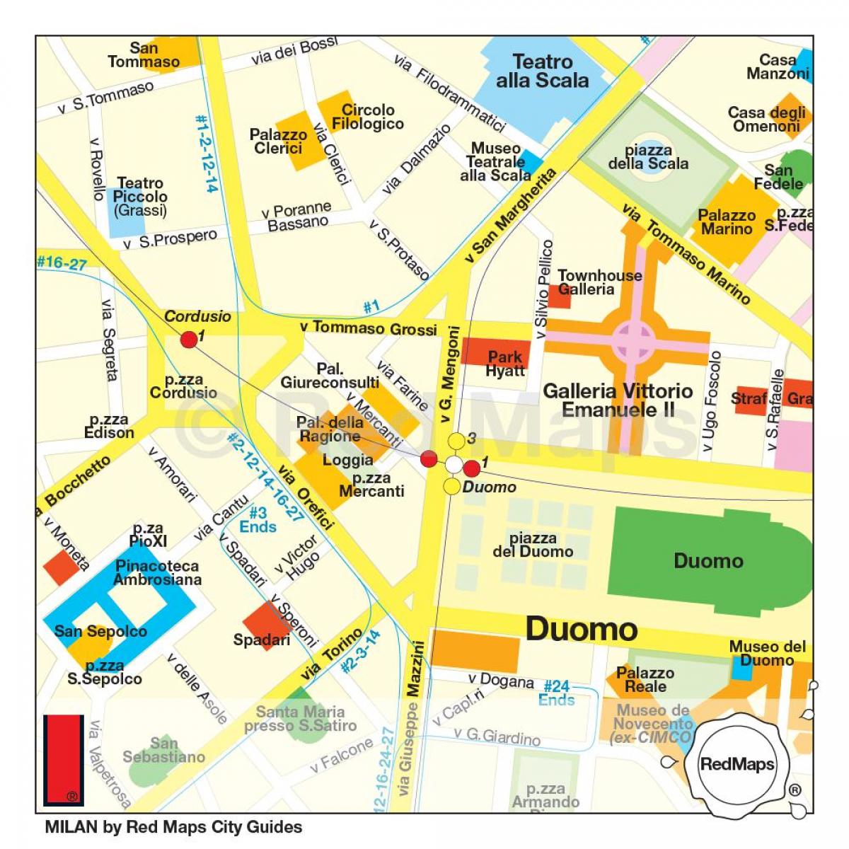 shopping Milanu područje na karti