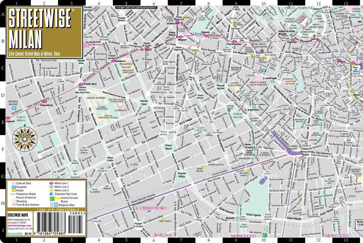 mapa ulica Milan centra 