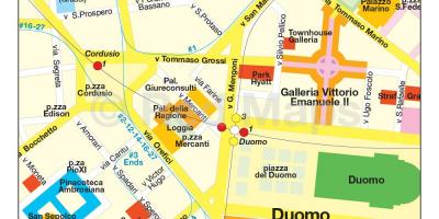 Shopping Milanu područje na karti